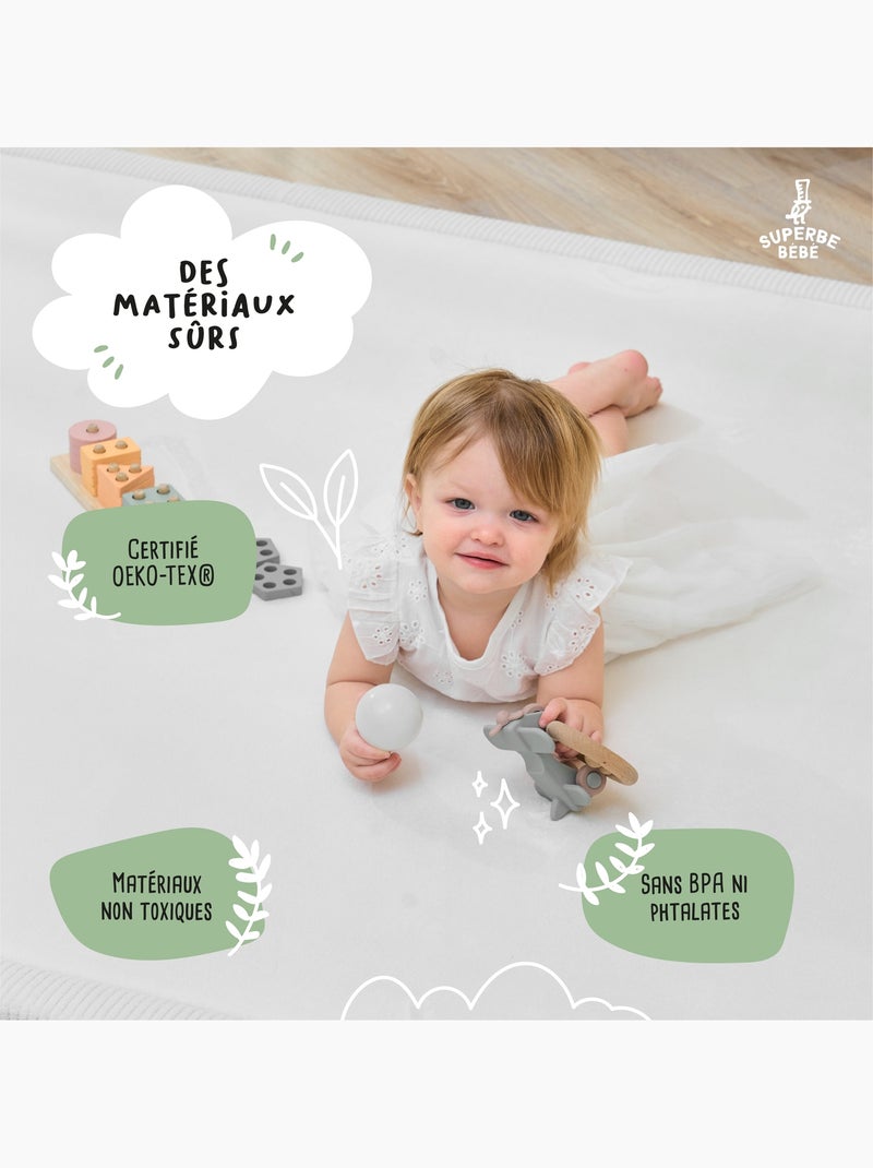 Tappeto gioco e attività in schiuma - 200x150x2,5 - Cocoon Plus | SUPERBE BEBE Bianco - Kiabi