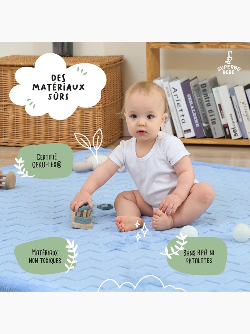 Tappeto gioco e attività in schiuma - 200x150x2,5 - Cocoon Plus | SUPERBE BEBE Blu - Kiabi