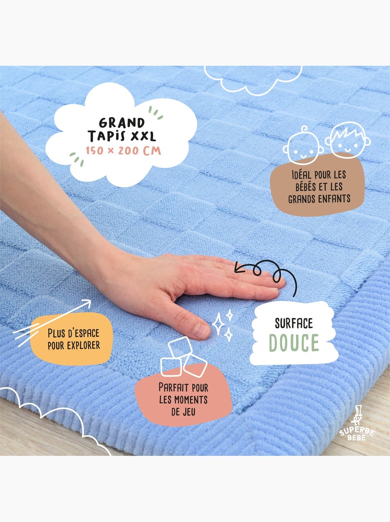 Tappeto gioco e attività in schiuma - 200x150x2,5 - Cocoon Plus | SUPERBE BEBE Blu - Kiabi