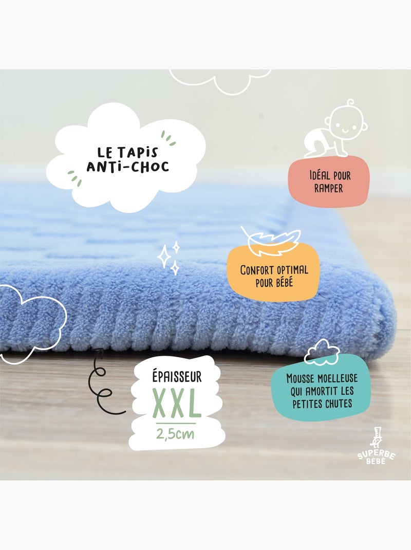 Tappeto gioco e attività in schiuma - 200x150x2,5 - Cocoon Plus | SUPERBE BEBE Blu - Kiabi