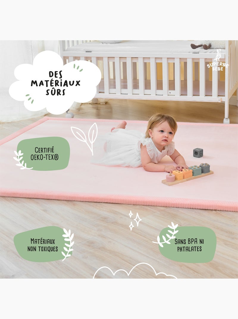 Tappeto gioco e attività in schiuma - 200x150x2,5 - Cocoon Plus | SUPERBE BEBE Rosa - Kiabi