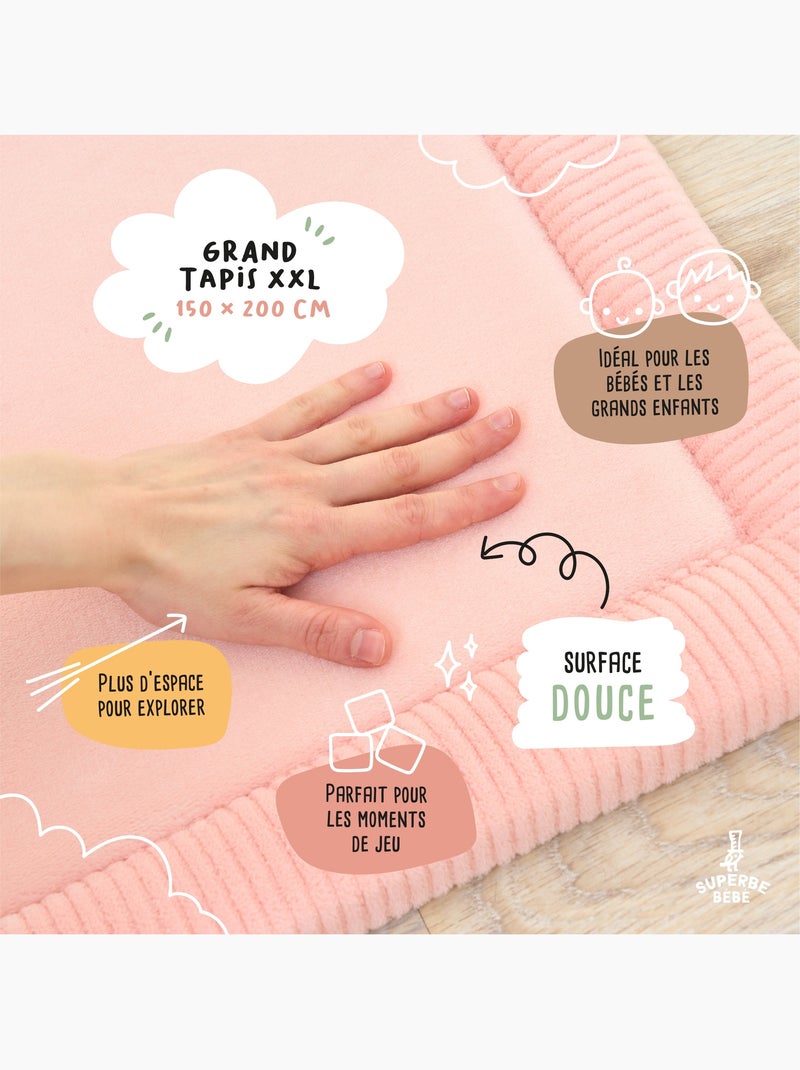 Tappeto gioco e attività in schiuma - 200x150x2,5 - Cocoon Plus | SUPERBE BEBE Rosa - Kiabi