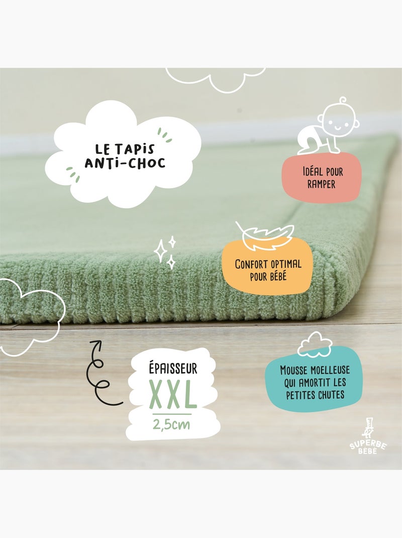 Tappeto gioco e attività in schiuma - 200x150x2,5 - Cocoon Plus | SUPERBE BEBE Verde - Kiabi