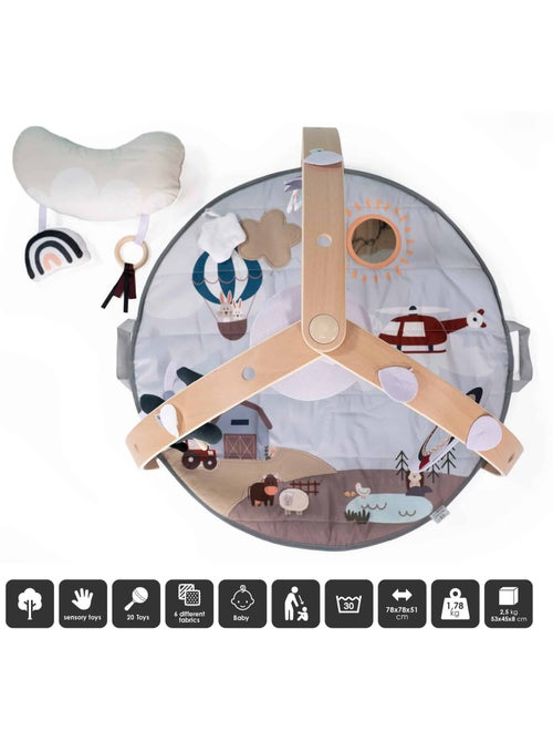 Tappeto gioco e gattonamento con arco in legno Bianca Sky – babyGO - Kiabi