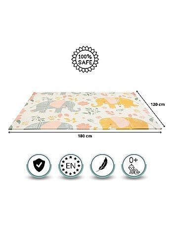 Tappeto gioco pieghevole double face 180x120 cm in schiuma xpe elefanti bebé
