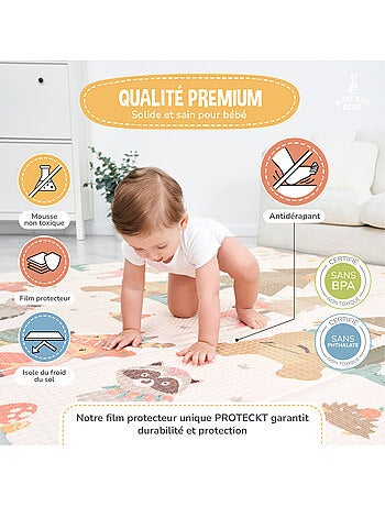 Tappeto gioco pieghevole schiuma, reversibile e impermeabile 200x180x1,5 FOX | SUPERBE BEBE