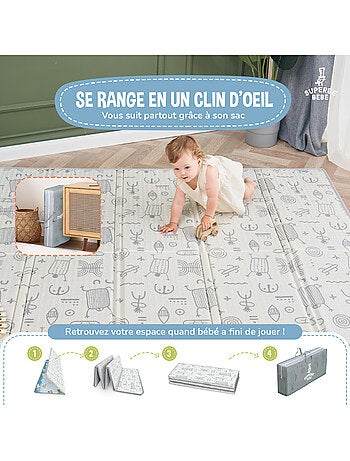 Tappeto gioco pieghevole schiuma, reversibile e impermeabile 200x180x1,5 FOX | SUPERBE BEBE