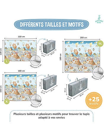 Tappeto gioco pieghevole schiuma, reversibile e impermeabile 200x180x1,5 FOX | SUPERBE BEBE