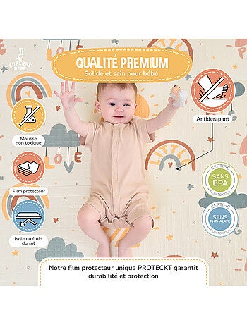 Tappeto gioco pieghevole schiuma, reversibile e impermeabile 200x180x1,5 FOX | SUPERBE BEBE