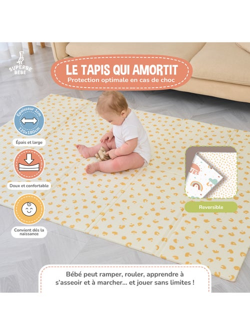 Tappeto gioco pieghevole schiuma, reversibile e impermeabile 180x120x1 PURE BIG LOVE | SUPERBE BEBE - Kiabi Tappeto gioco pieghevole schiuma, reversibile e impermeabile 180x120x1 PURE BIG LOVE | SUPERBE BEBE - Kiabi