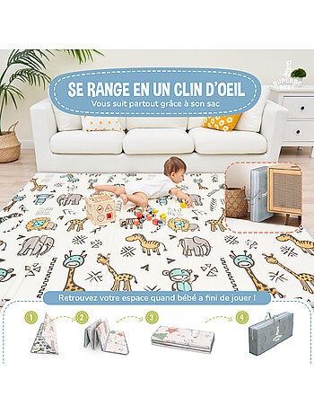 Tappeto gioco pieghevole schiuma, reversibile e impermeabile 180x150x1 FOX | SUPERBE BEBE
