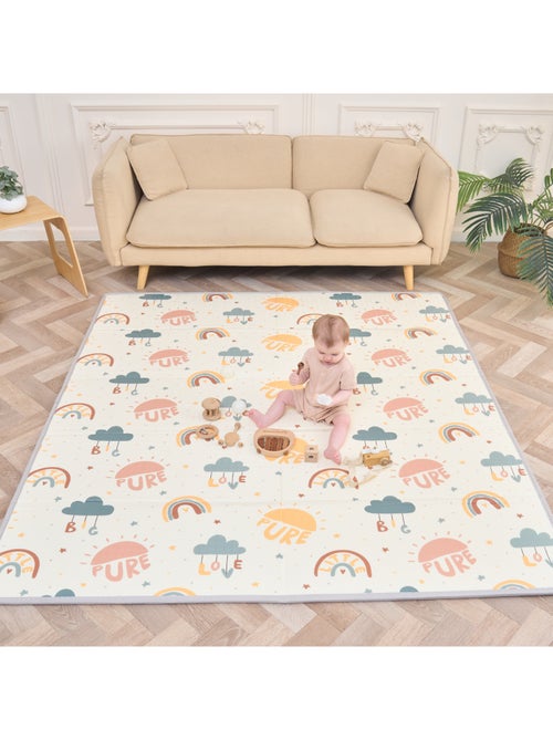 Tappeto gioco pieghevole schiuma, reversibile e impermeabile 180x150x1 PURE BIG LOVE | SUPERBE BEBE - Kiabi