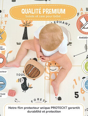 Tappeto gioco pieghevole schiuma, reversibile e impermeabile 200x180x1,5 FOX | SUPERBE BEBE