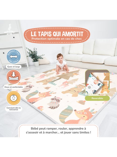 Tappeto gioco pieghevole schiuma, reversibile e impermeabile 200x180x1,5 INDIANS | SUPERBE BEBE - Kiabi Tappeto gioco pieghevole schiuma, reversibile e impermeabile 200x180x1,5 INDIANS | SUPERBE BEBE - Kiabi