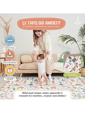 Tappeto gioco pieghevole schiuma, reversibile e impermeabile 200x180x1,5 FOX | SUPERBE BEBE