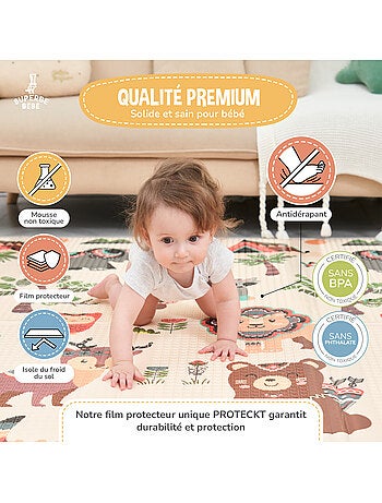 Tappeto gioco pieghevole schiuma, reversibile e impermeabile 200x180x1,5 FOX | SUPERBE BEBE
