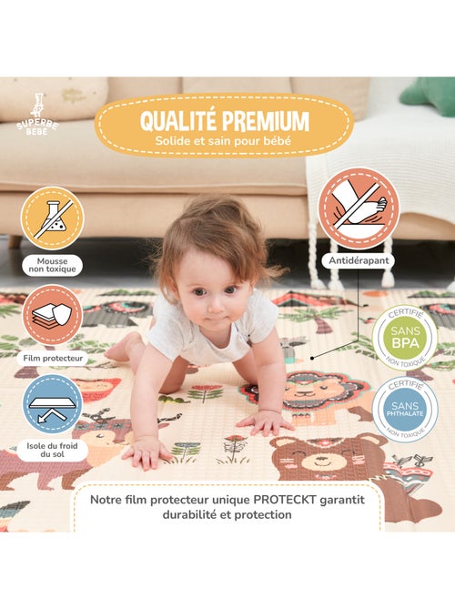 Tappeto gioco pieghevole schiuma, reversibile e impermeabile 200x180x1,5 MONUMENTI | SUPERBE BEBE - Kiabi