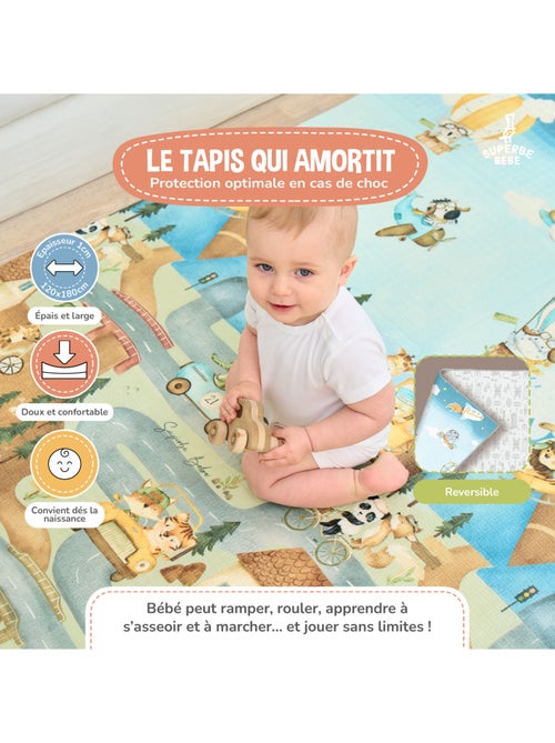 Tappeto gioco pieghevole schiuma, reversibile e impermeabile 200x180x1,5 PTEROGLYPHE | SUPERBE BEBE - Kiabi Tappeto gioco pieghevole schiuma, reversibile e impermeabile 200x180x1,5 PTEROGLYPHE | SUPERBE BEBE - Kiabi