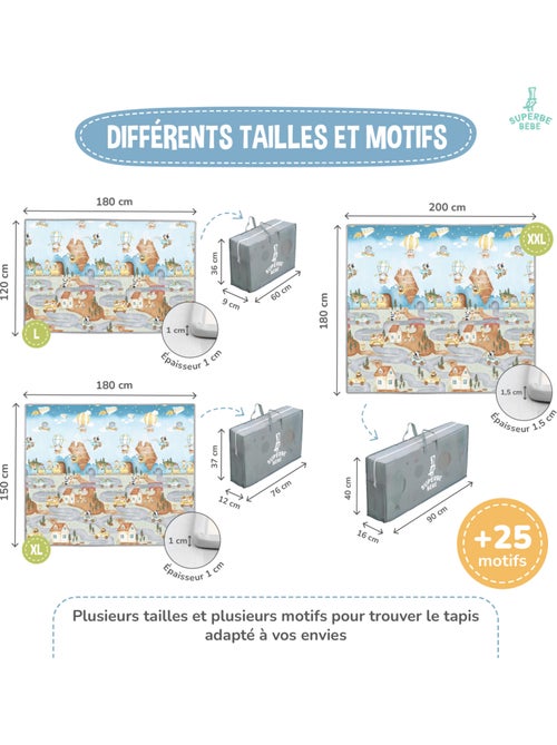 Tappeto gioco pieghevole schiuma, reversibile e impermeabile 200x180x1,5 PTEROGLYPHE | SUPERBE BEBE - Kiabi Tappeto gioco pieghevole schiuma, reversibile e impermeabile 200x180x1,5 PTEROGLYPHE | SUPERBE BEBE - Kiabi