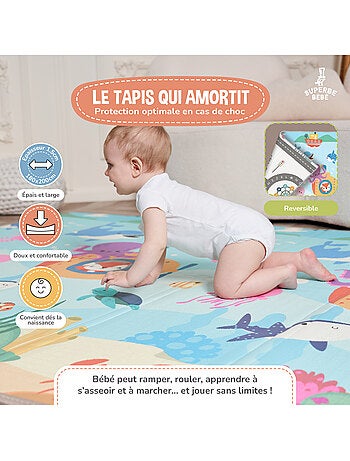 Tappeto gioco pieghevole schiuma, reversibile e impermeabile 200x180x1,5 FOX | SUPERBE BEBE