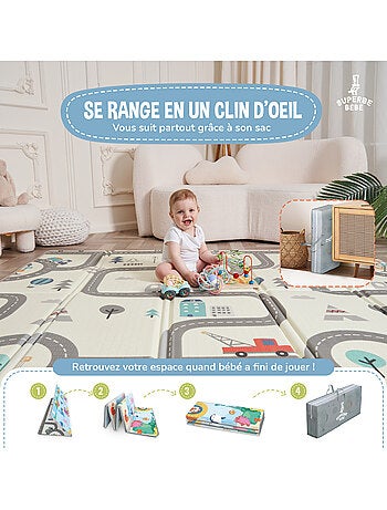 Tappeto gioco pieghevole schiuma, reversibile e impermeabile 200x180x1,5 FOX | SUPERBE BEBE