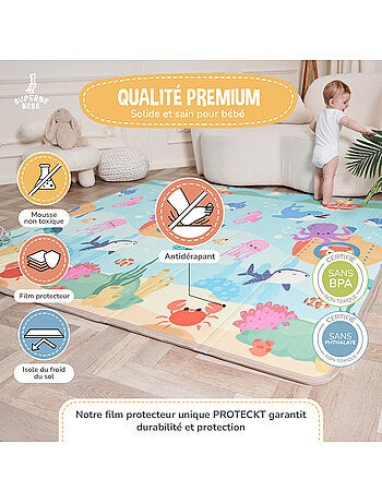 Tappeto gioco pieghevole schiuma, reversibile e impermeabile 200x180x1,5 FOX | SUPERBE BEBE