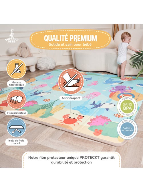 Tappeto gioco pieghevole schiuma, reversibile e impermeabile 200x180x1,5 SEA | SUPERBE BEBE - Kiabi Tappeto gioco pieghevole schiuma, reversibile e impermeabile 200x180x1,5 SEA | SUPERBE BEBE - Kiabi