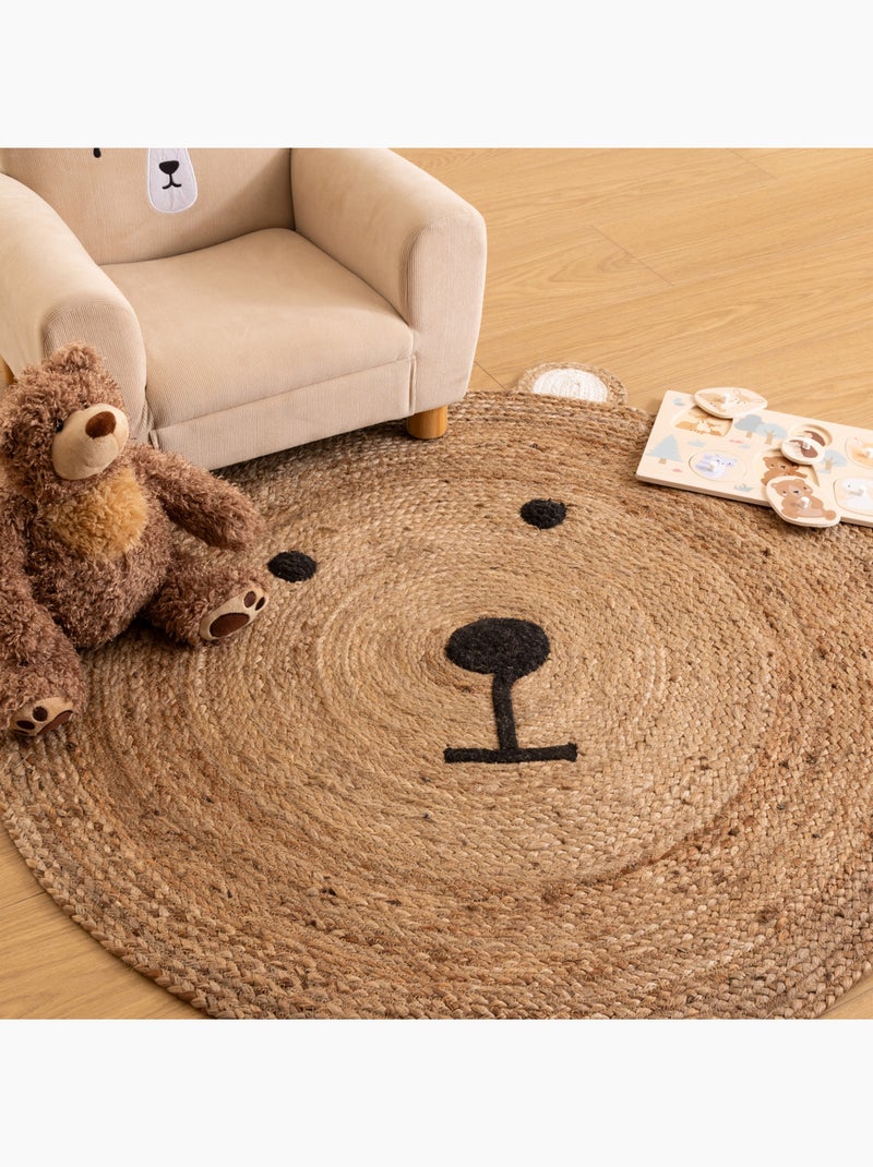 Tappeto in iuta con testa di orsetto Beige - Kiabi