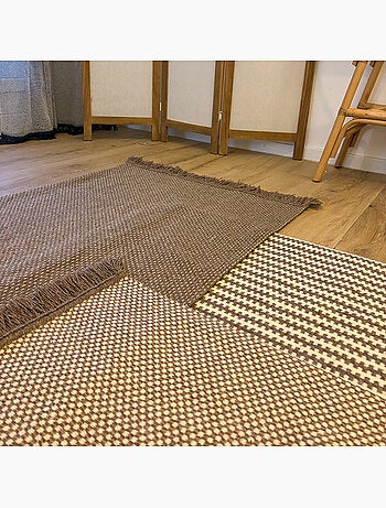 Tappeto in lana e cotone con motivo geometrico
