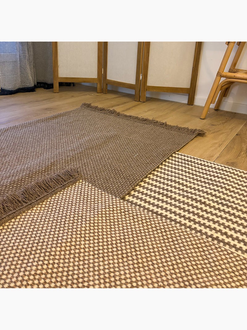 Tappeto in lana e cotone con motivo geometrico Beige chiaro - Kiabi