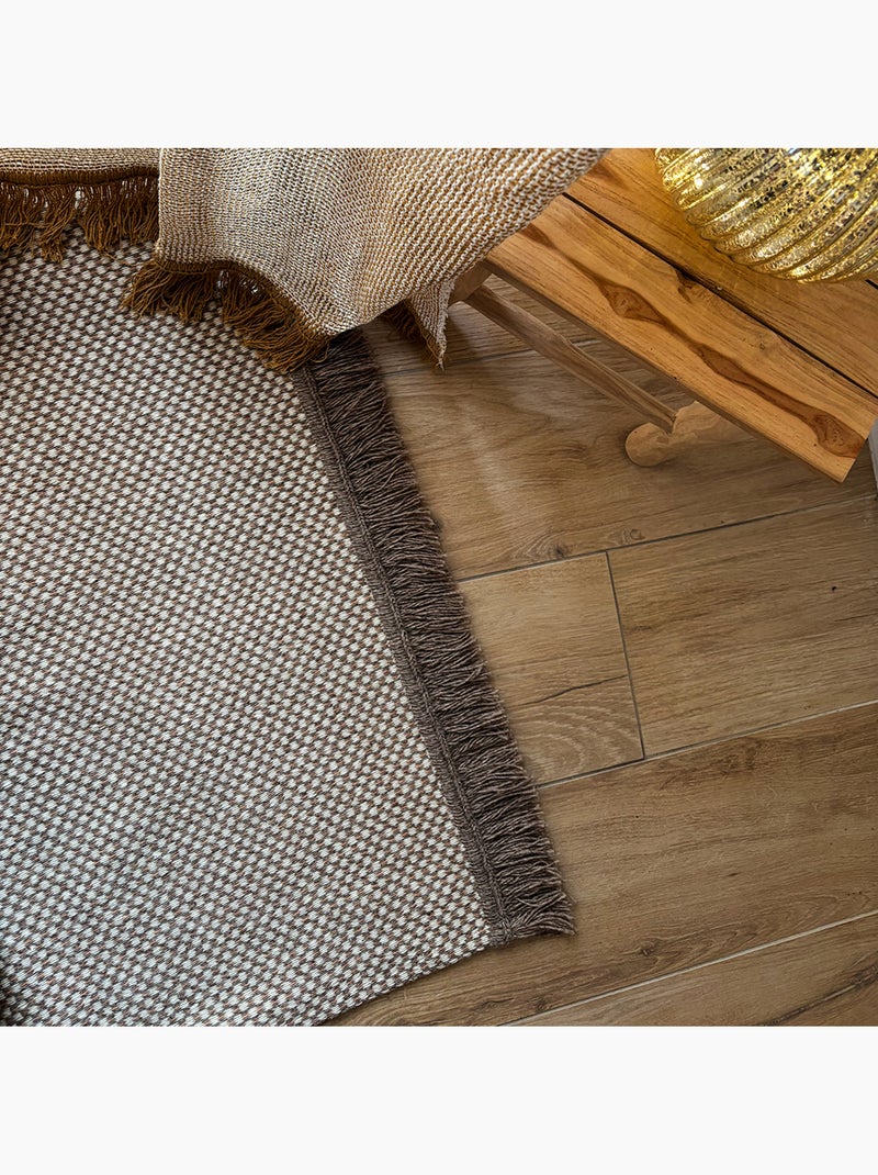 Tappeto in lana e cotone con motivo geometrico Beige chiaro - Kiabi