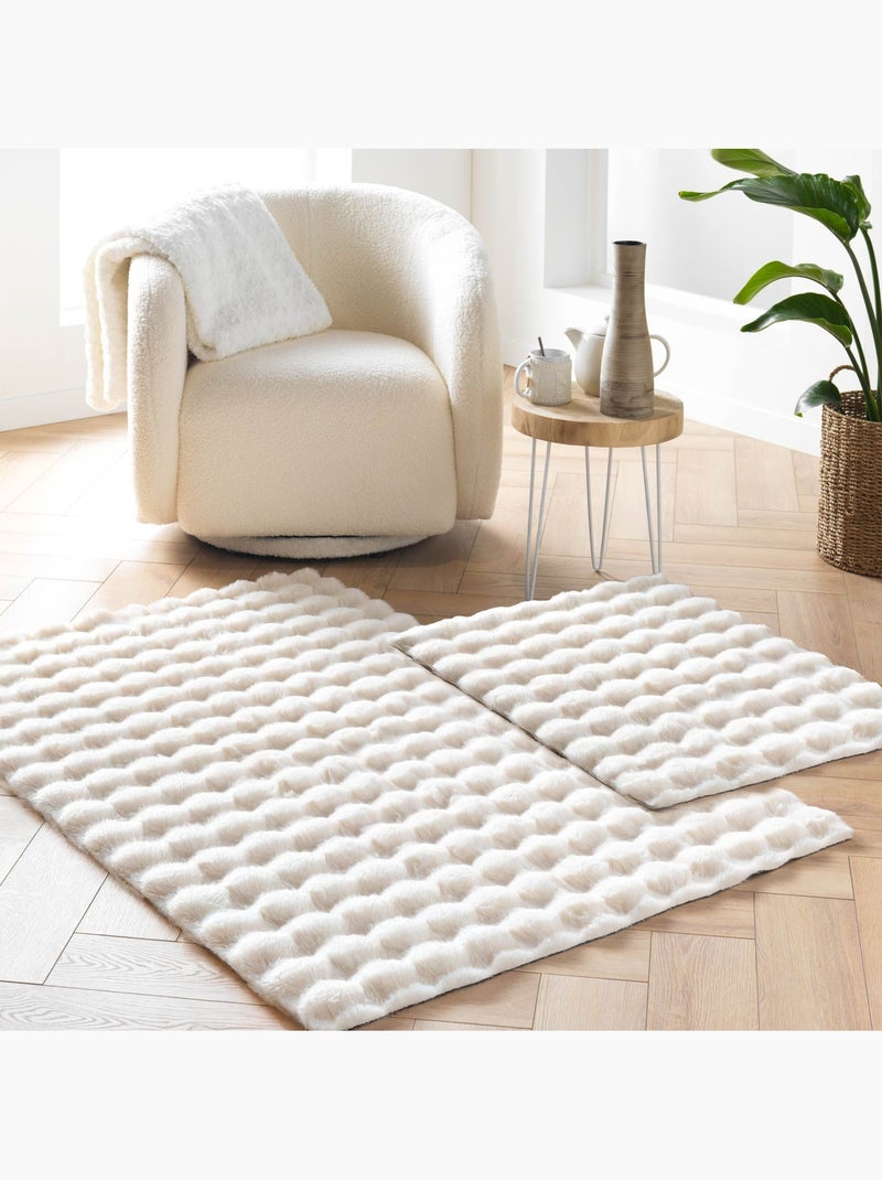 Tappeto morbido effetto pelliccia con rilievo soffice Beige chiaro - Kiabi