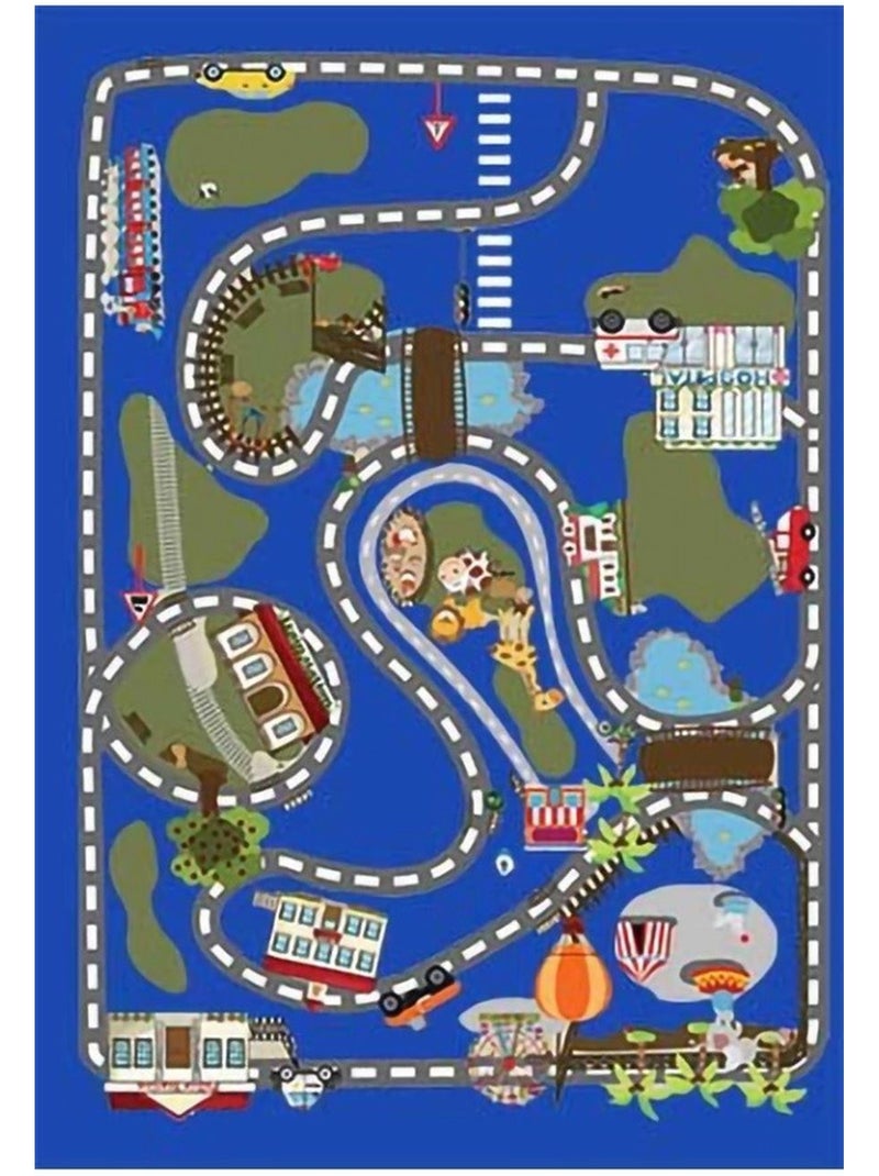 Tappeto per bambini circuito automobilistico Blu - Kiabi