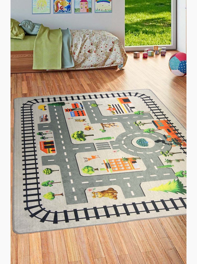 Tappeto per bambini circuito automobilistico Grigio - Kiabi
