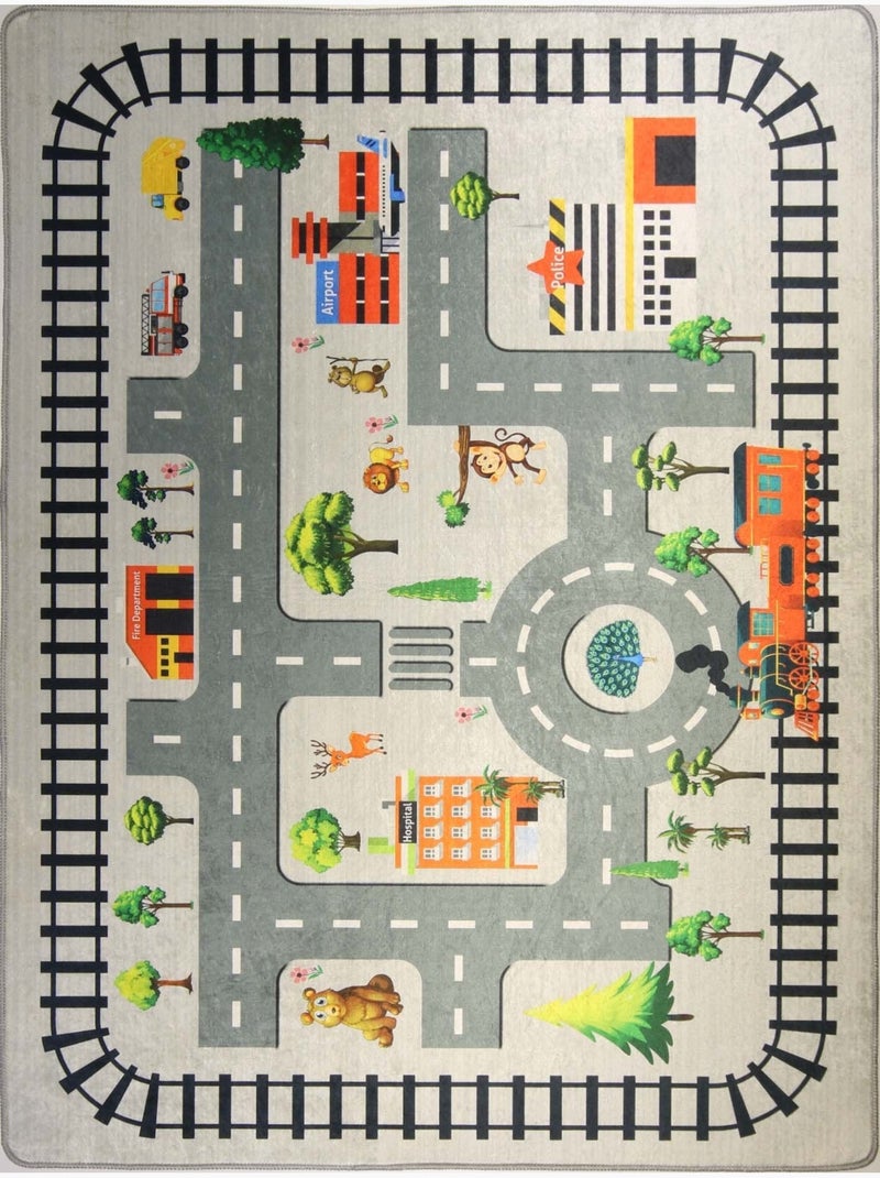 Tappeto per bambini circuito automobilistico Grigio - Kiabi
