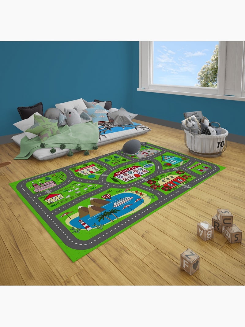 Tappeto per bambini circuito automobilistico Verde - Kiabi
