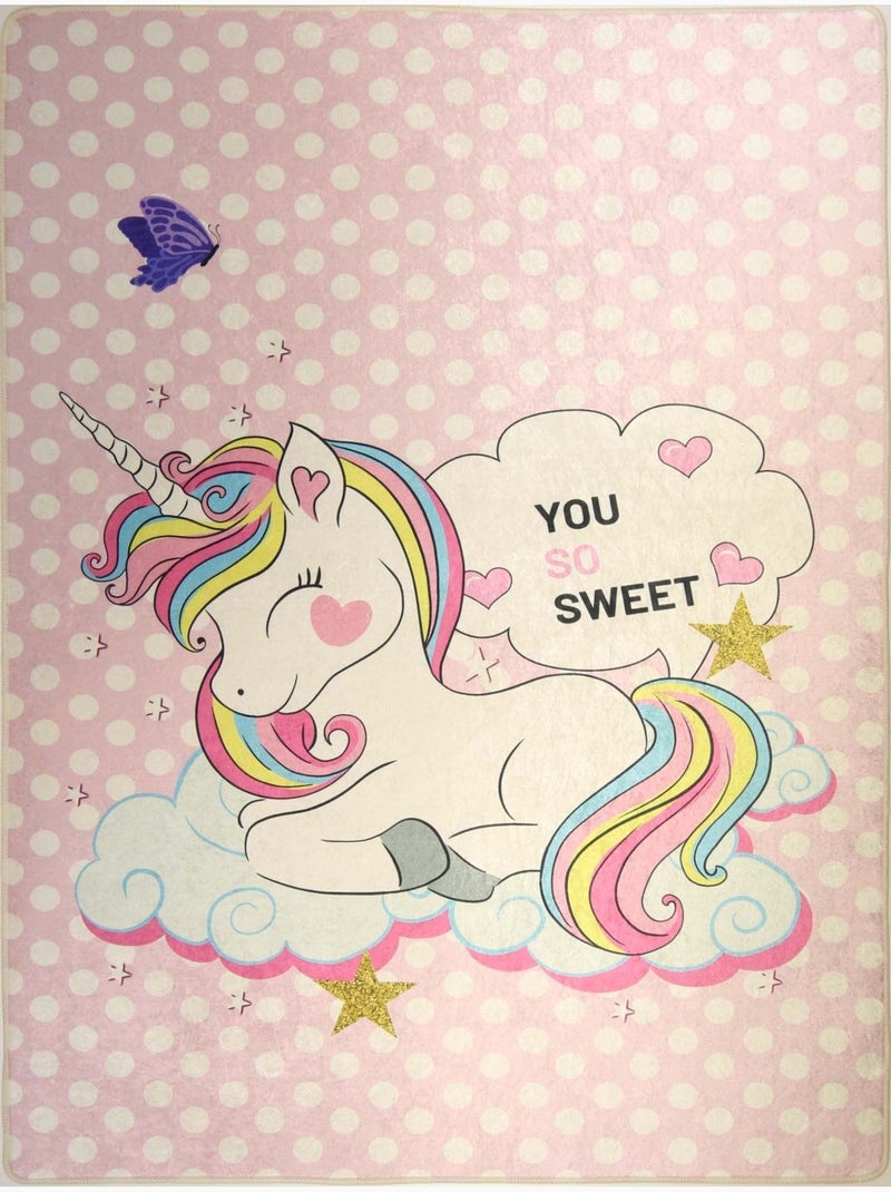 Tappeto per bambini LICORNE SWEET Rosa - Kiabi
