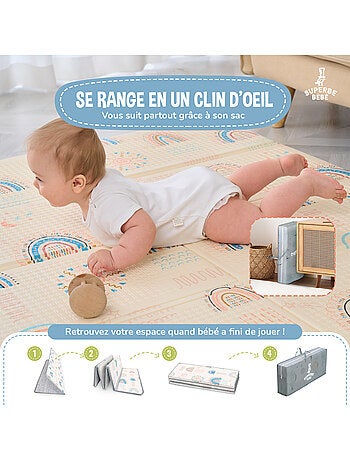 Tappeto gioco pieghevole schiuma, reversibile e impermeabile 200x180x1,5 FOX | SUPERBE BEBE