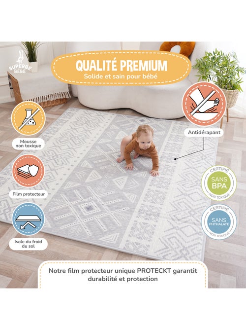 Tappeto pieghevole neonati, reversibile e impermeabile, schiuma 180 x 120 x 1 NORDIC | SUPERBE BEBE - Kiabi