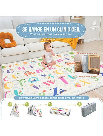 Tappeto gioco pieghevole schiuma, reversibile e impermeabile 200x180x1,5 FOX | SUPERBE BEBE