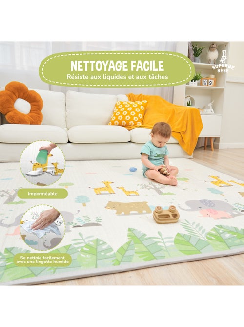 Tappeto pieghevole neonati, reversibile e impermeabile, schiuma 180 x 150 x 1 SAVANNAH SUPERBE BEBE - Kiabi