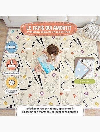 Tappeto gioco pieghevole schiuma, reversibile e impermeabile 200x180x1,5 FOX | SUPERBE BEBE