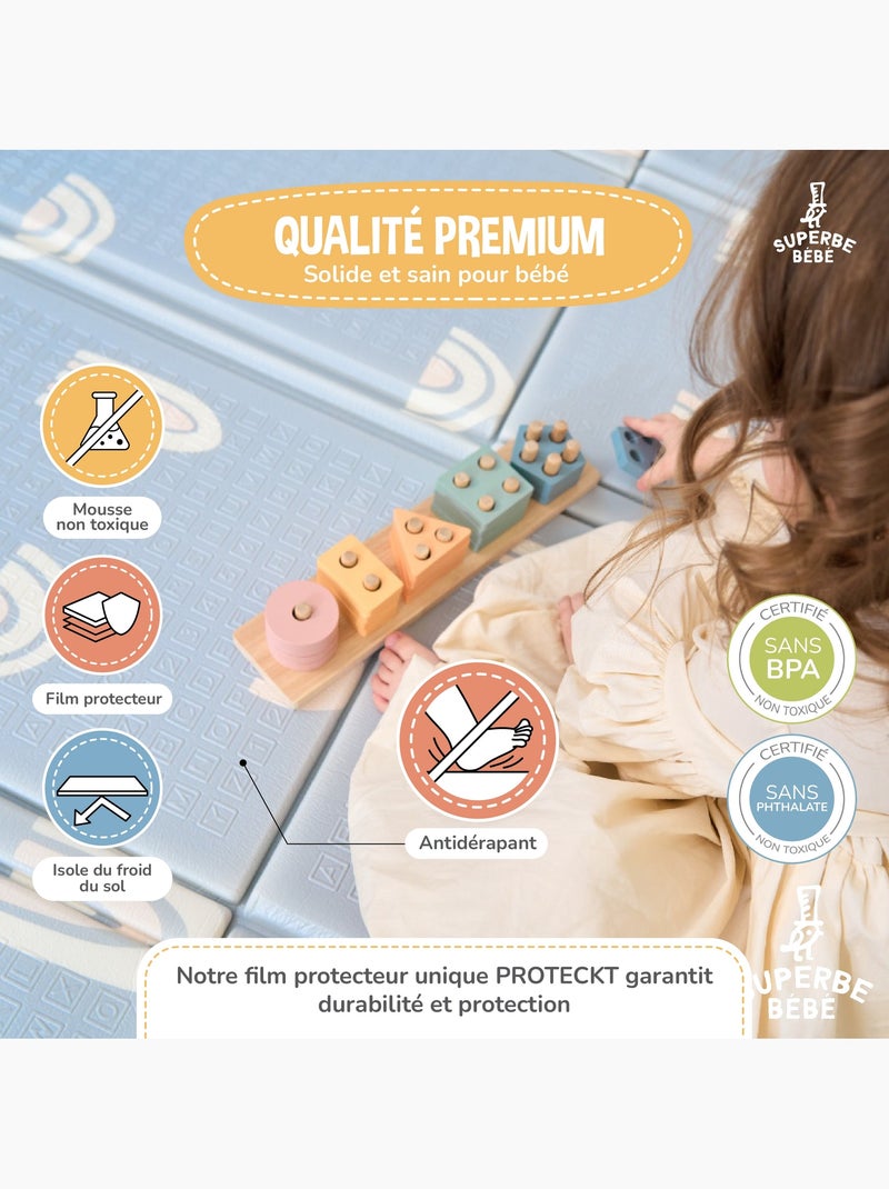 Tappeto pieghevole neonati, reversibile e impermeabile, schiuma 180x120x1 DINO | SUPERBE BEBE Bianco Arancio Bianco - Kiabi