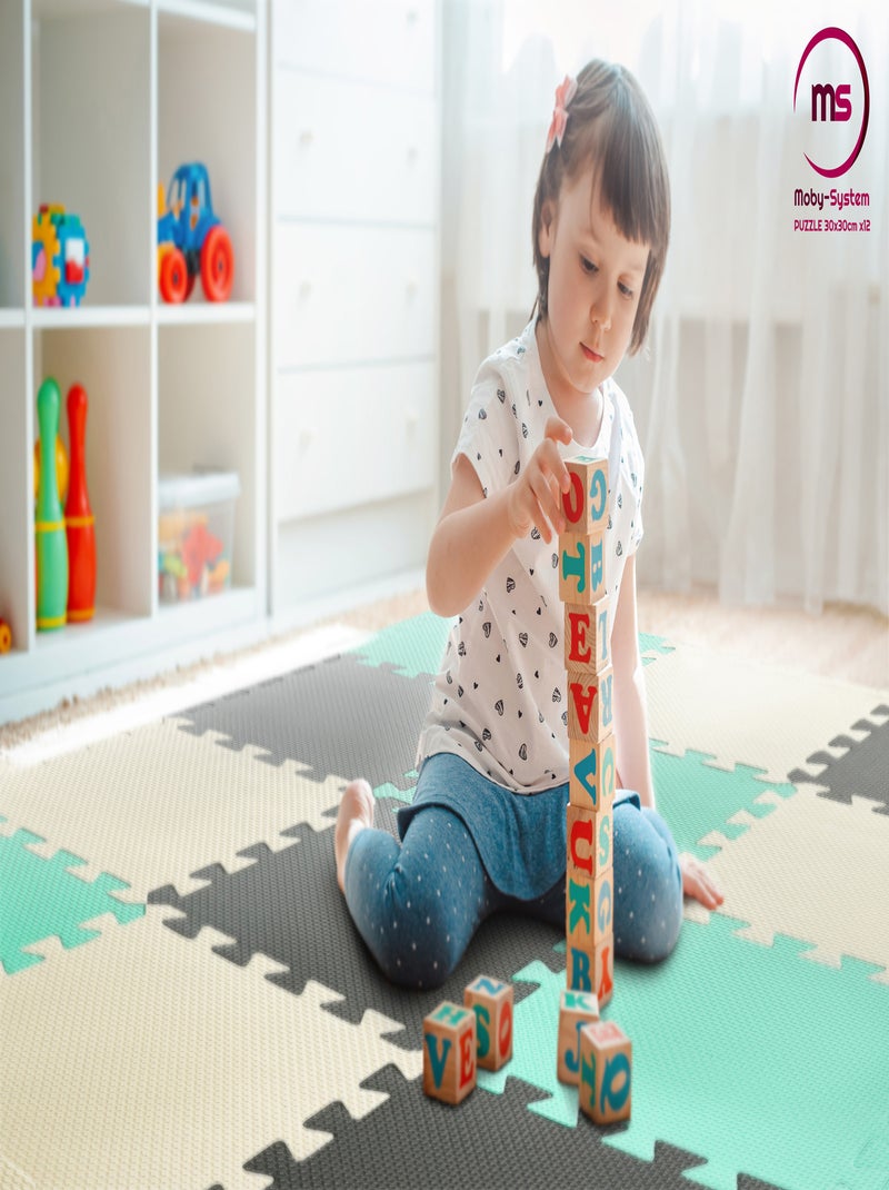 Tappeto puzzle in schiuma EVA 120x90 cm 1,2 cm con bordo e design educativo Multicolore - Kiabi