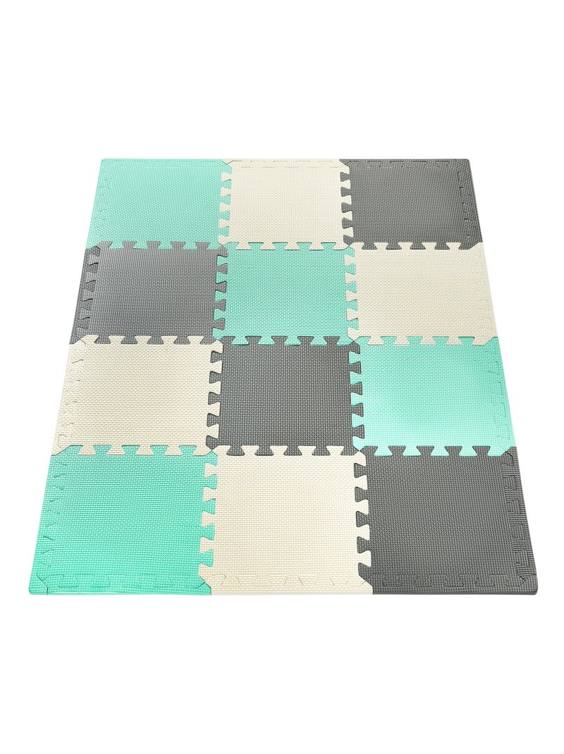 Tappeto puzzle in schiuma EVA 120x90 cm 1,2 cm con bordo e design educativo Multicolore - Kiabi