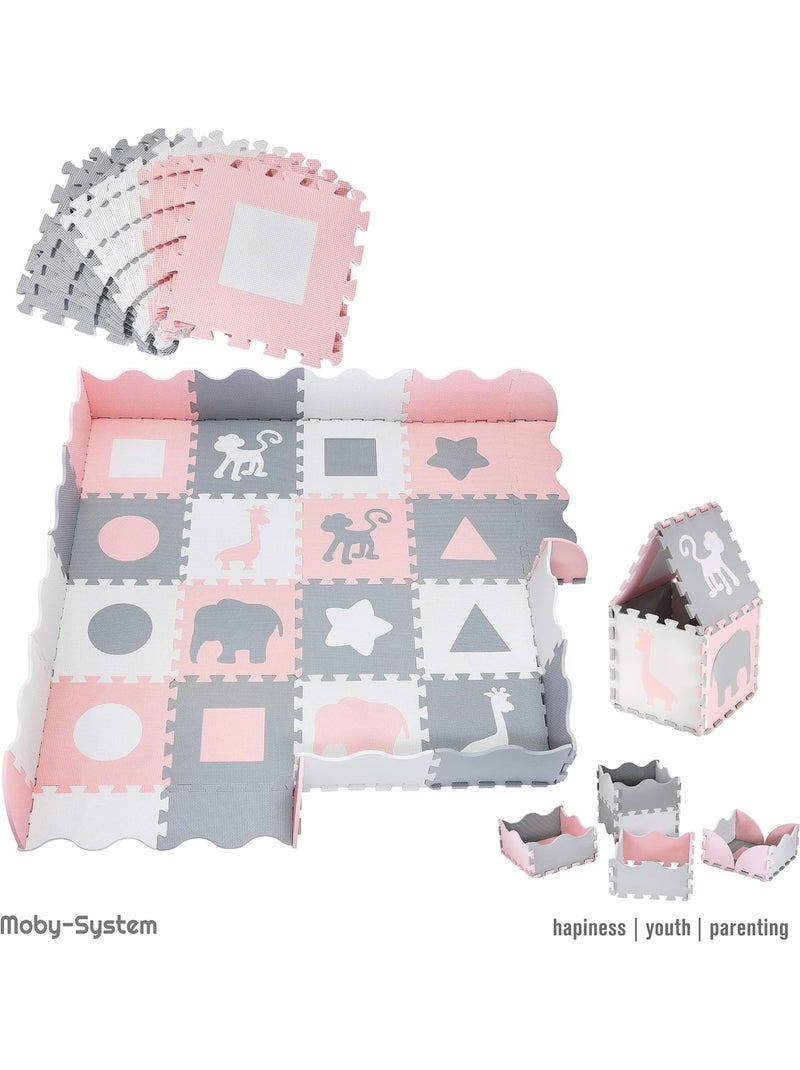 Tappeto puzzle in schiuma EVA 150x150 cm bebè bambini 16 pezzi educativo Rosa - Kiabi