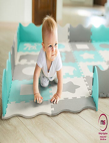 Tappeto puzzle in schiuma EVA 150x150 cm con animali e forme rimovibili