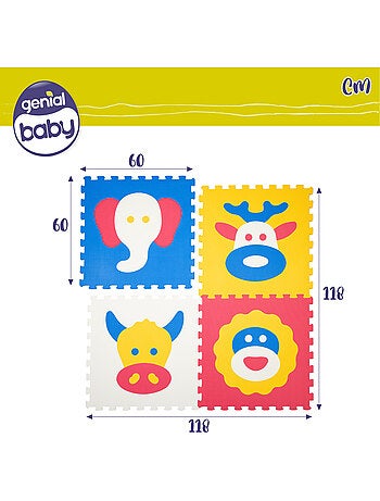 Tappeto puzzle per animali 4 pezzi in gommapiuma c'baby
