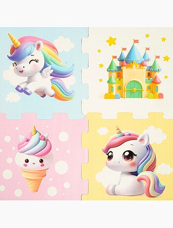 Tappeto puzzle unicorno bambino 8 pezzi gomma eva c'baby