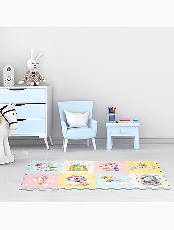 Tappeto puzzle unicorno bambino 8 pezzi gomma eva c'baby